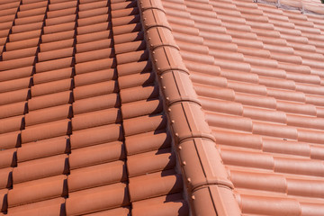 Top view on terracotta schist roof
