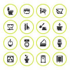 Set round icons of toilet