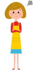 怒るエプロンの女性