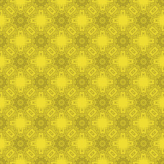 Yellow Ornamental Seamless Line Pattern. Endless Texture. Oriental Geometric Ornament