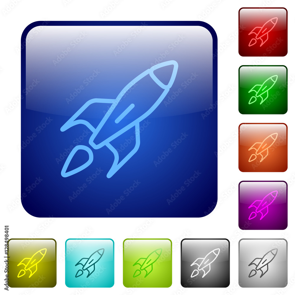 Poster launched rocket color square buttons