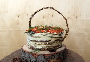 Foto auf Acrylglas Vorspeise Печеночный торт