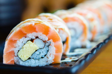 Japanese sushi salmon roll