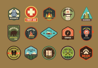 Wilderness and Camping Badges Layout - Powered by Adobe