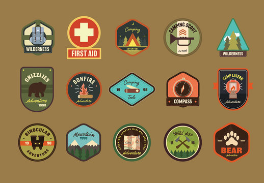 Wilderness and Camping Badges Layout