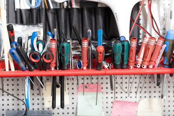 Close up of pliers and screwdrivers