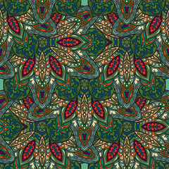 Ornate floral seamless texture, endless pattern with vintage mandala elements.