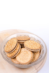 Chocolate biscuits in the crystal bowl