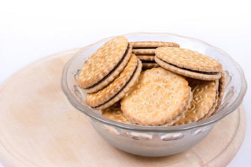 Chocolate biscuits in the crystal bowl