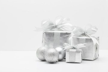 Silver gift box for Christmas festival