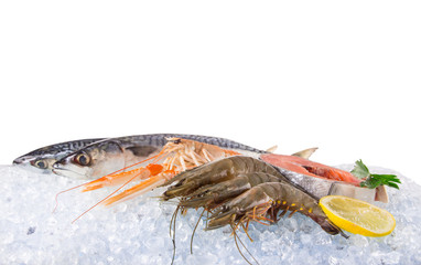 Fresh seafood on crushed ice.