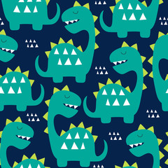 seamless dinosaur pattern vector illustration