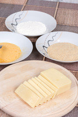 Prepared groceries for fried yellow cheese