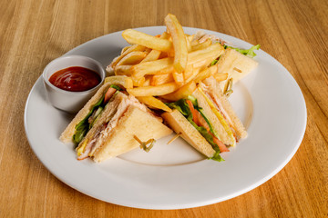 Club Sandwich with French Fries