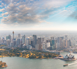 Fototapeta na wymiar Sydney aerial skyline, Harbour area
