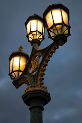Fototapeta na wymiar Victorian street lighting on Westminster bridge in London