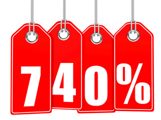 Discount 740 percent off. 3D illustration.