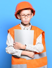 young cute builder boy