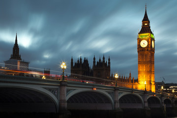 Fototapeta na wymiar Big Ben and Westminster bridge Long exposure of Big Ben and Westminster Bridge in London
