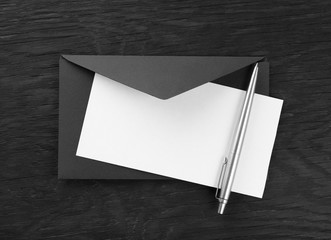 envelope with blank and pen