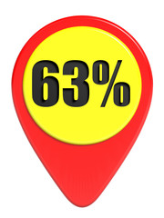 Discount 63 percent off. 3D illustration on white background.