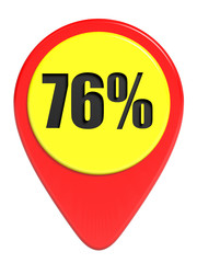 Discount 76 percent off. 3D illustration on white background.