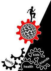 Downsides of Successful Career. Person climbing the job ladder facing negative consequences