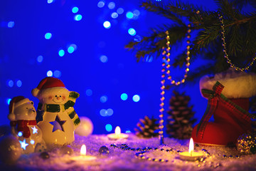 Christmas greeting card with xmas figures