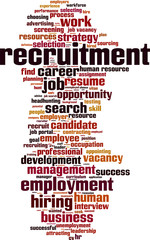 Recruitment word cloud concept. Vector illustration