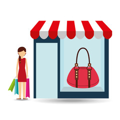 purse woman buys gifts vector illustration eps 10