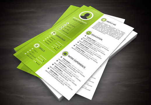 Resume Layout with Green Left Sidebar