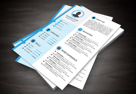 Resume Layout with Blue Left Sidebar