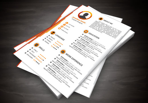Resume Layout with Slim Red Left Sidebar