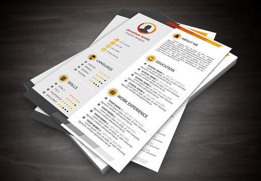 Resume Layout with Grayscale Left Sidebar