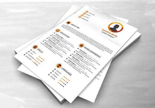 Resume Layout with Pixel Halftone Header