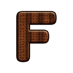 Font letter F with Chocolate Biscuit effect. Perfect applicable saved working/ clipping path for design project.