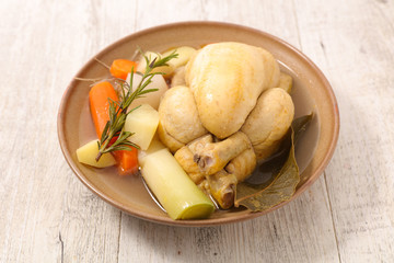 poule au pot,chicken broth with vegetable