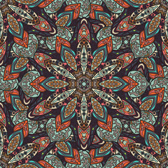 Ornate floral seamless texture, endless pattern with vintage mandala elements.