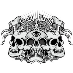 grunge skull coat of arms
