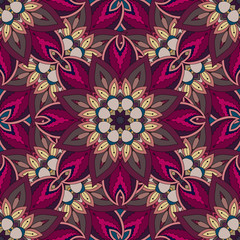 Ornate floral seamless texture, endless pattern with vintage mandala elements.
