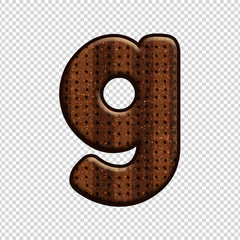Font letter g with Chocolate Biscuit effect. Perfect applicable saved working/ clipping path for design project.