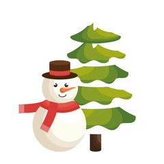 merry christmas tree celebration vector illustration design