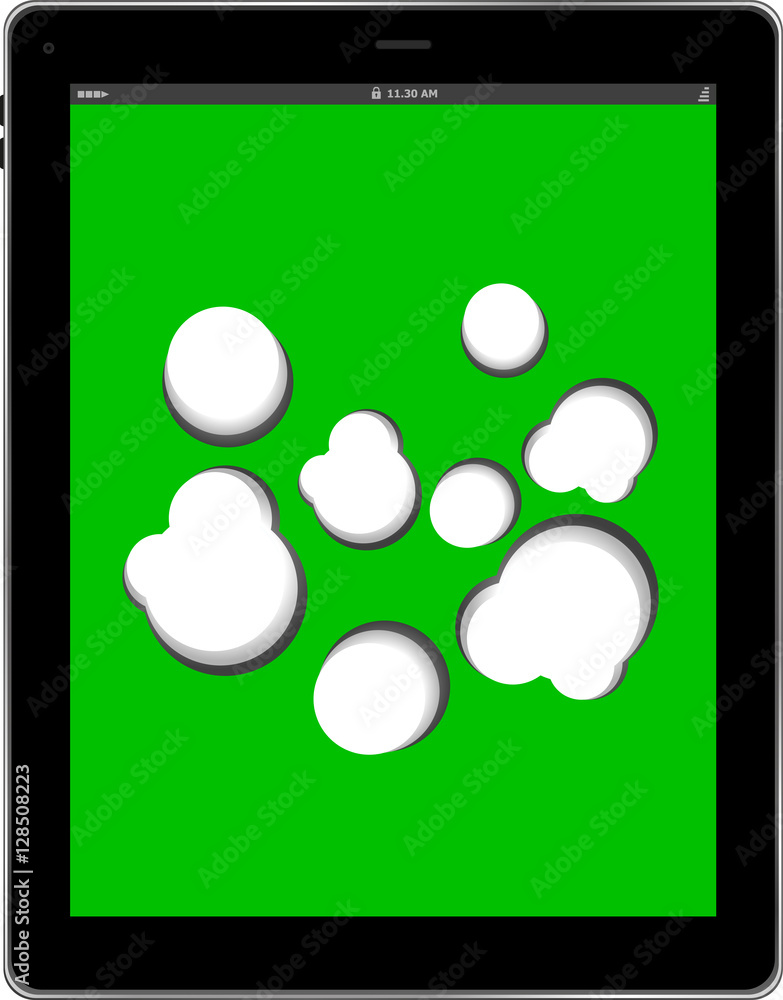 Poster cloud-computing connection on the digital tablet pc. isolated on white