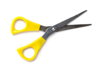 old used children scissors, isolated on white