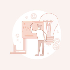 Business Man Showing Finance Chart Graph Thin