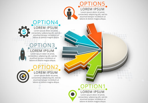 3D Arrow Pie Chart Element Infographic