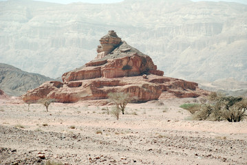 Timna national geological park (Israel)The Mushroom and the half sandstones in the Negev desert