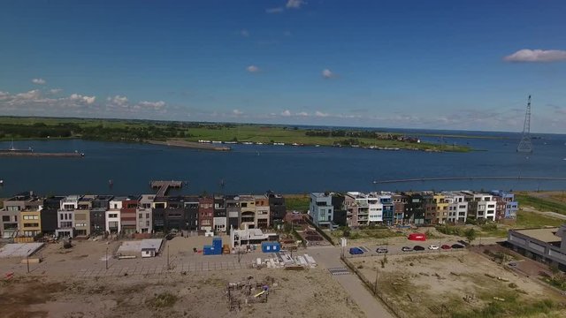 Aerial of new neighborhood under construction, Amsterdam