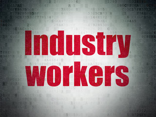 Industry concept: Industry Workers on Digital Data Paper background