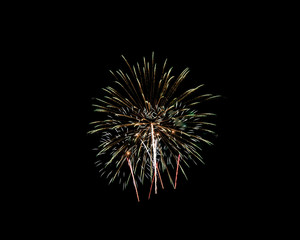 Fototapeta premium Fireworks of various colors isolated on black background
